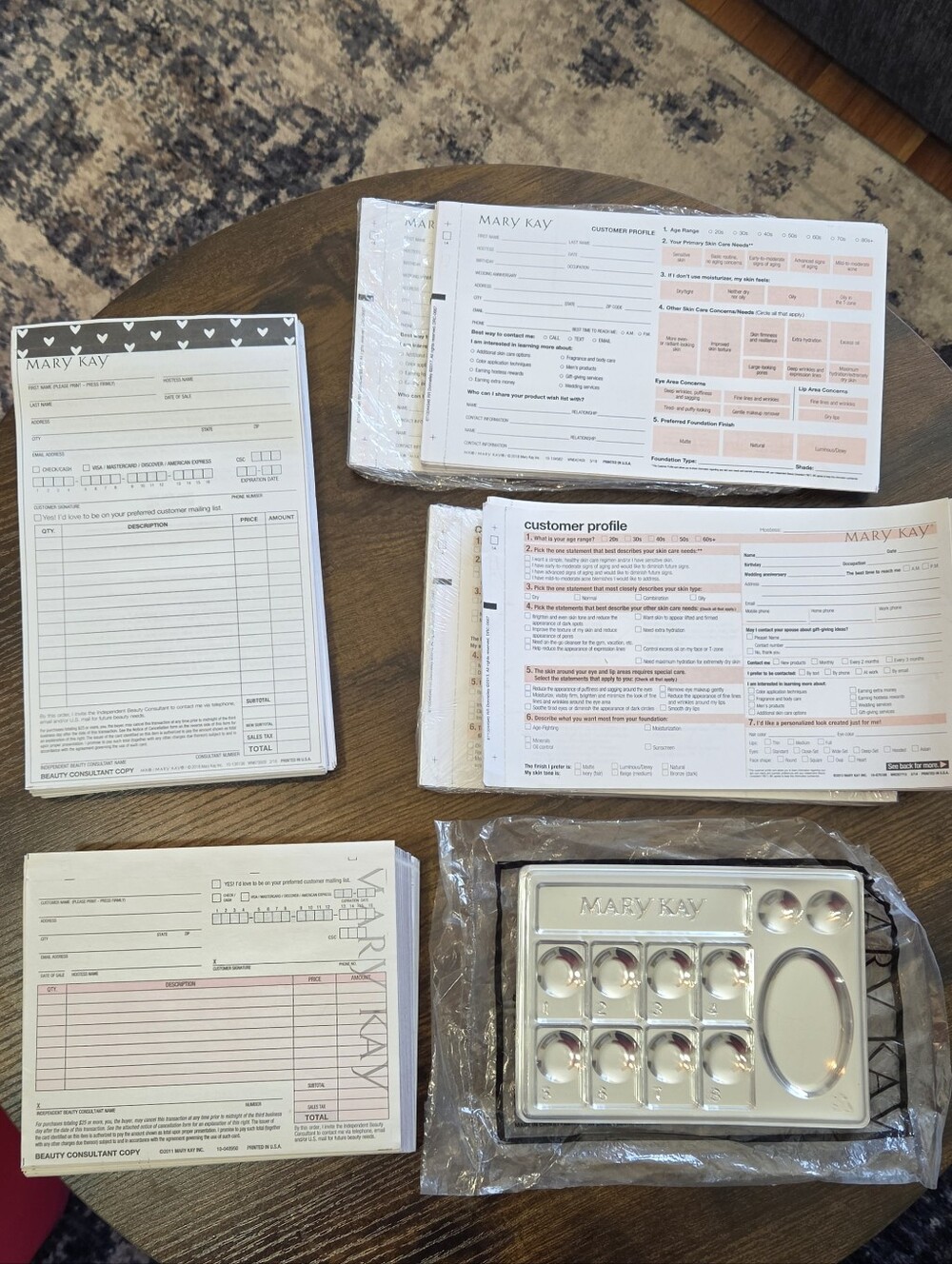 Mary Kay White and Pink Sales Slips Customer Profile Forms And Tray Inserts